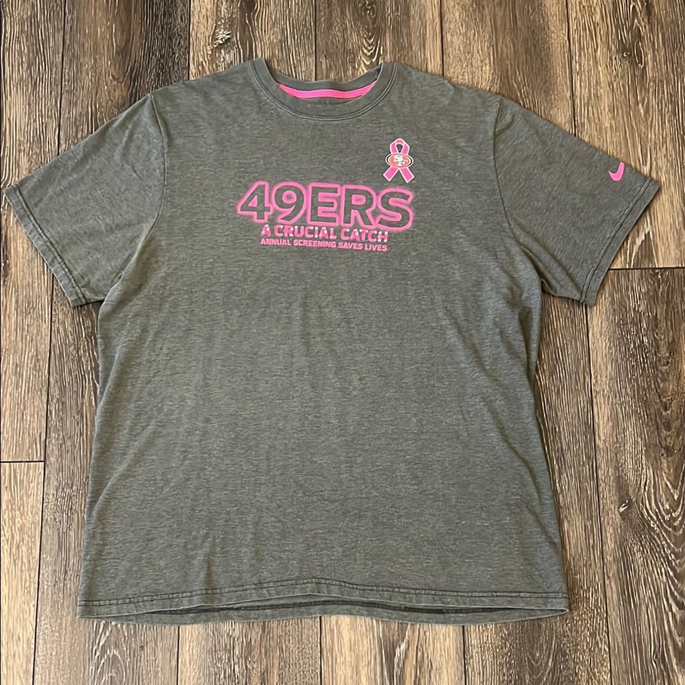 Nike NFL Team Apparel Gray and Pink San Francisco 49ers T-Shirt Men’s XXL